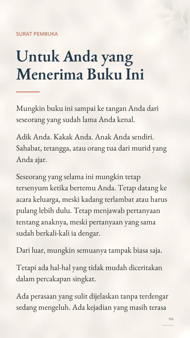 Cuplikan asli Surat Pembuka halaman 2 untuk penerima buku